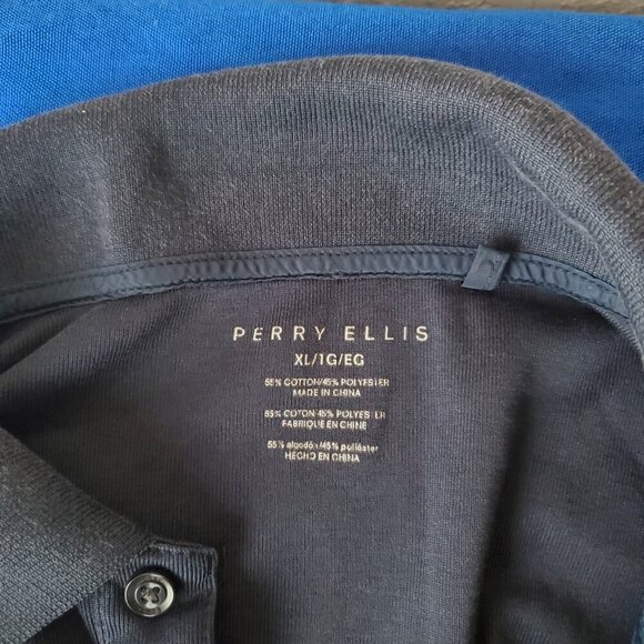 XL Men's Perry Ellis Navy Blue Polo - Picture 7 of 9